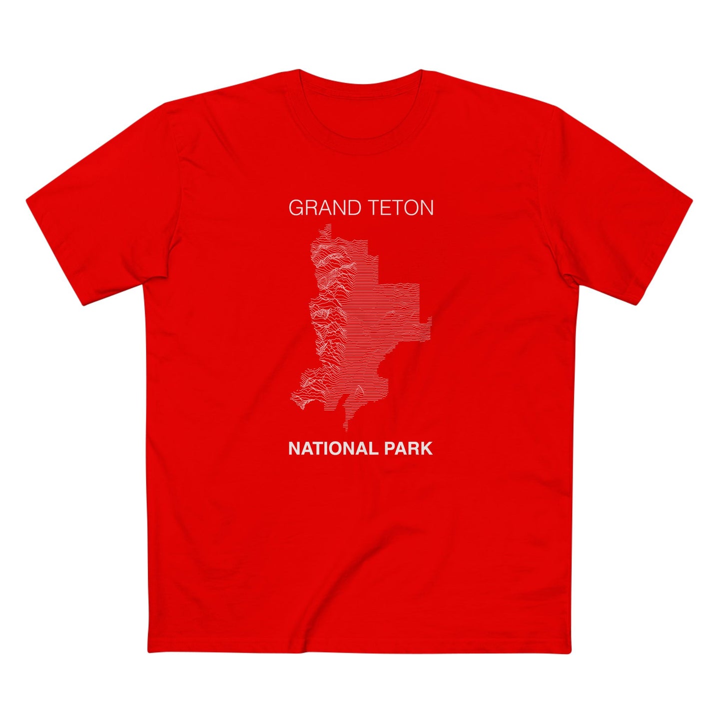 Grand Teton National Park T-Shirt Lines in Red