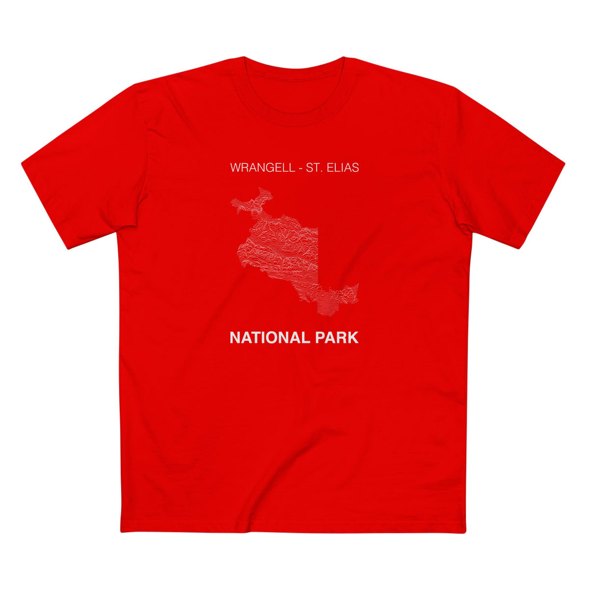 Wrangell St. Elias National Park T-Shirt - Topographical Lines in Red