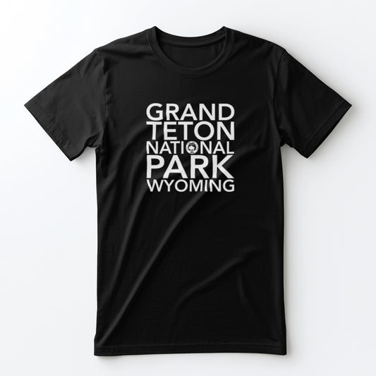 Grand Teton National Park T-Shirt Block Text in Black