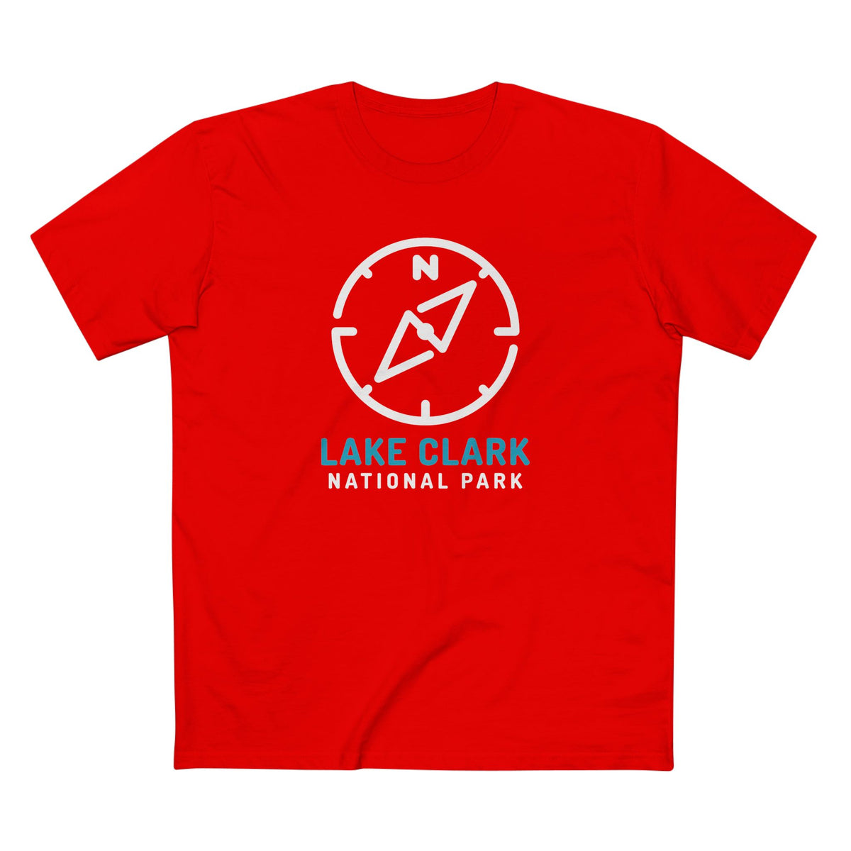 Lake Clark National Park T-Shirt Compass Design in Red