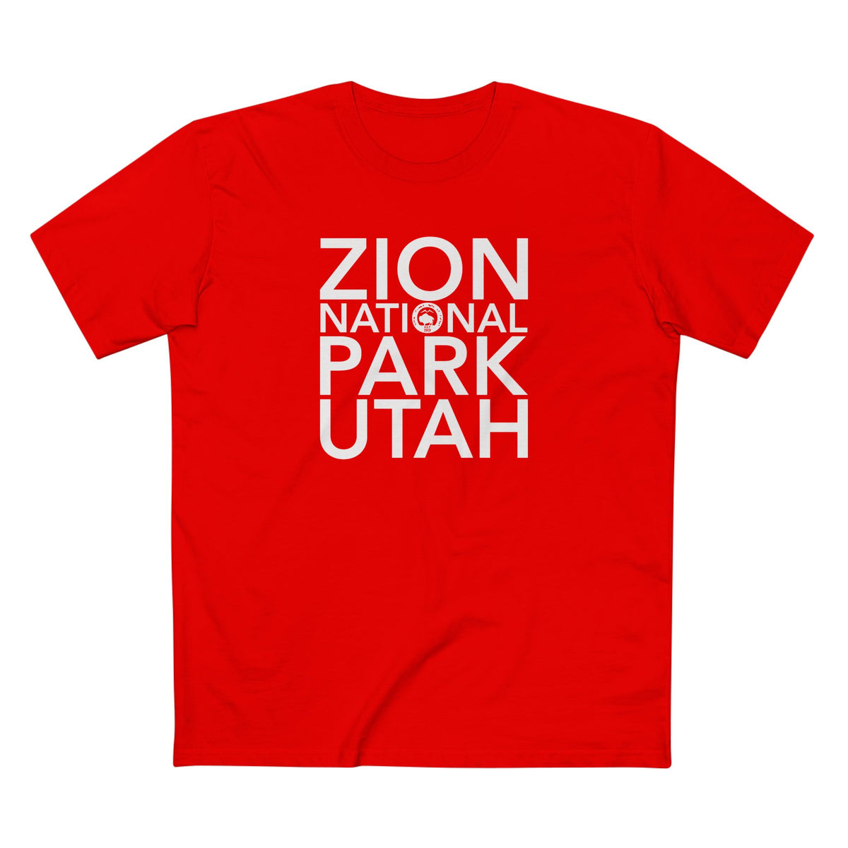 Zion National Park T-Shirt Block Text in Red