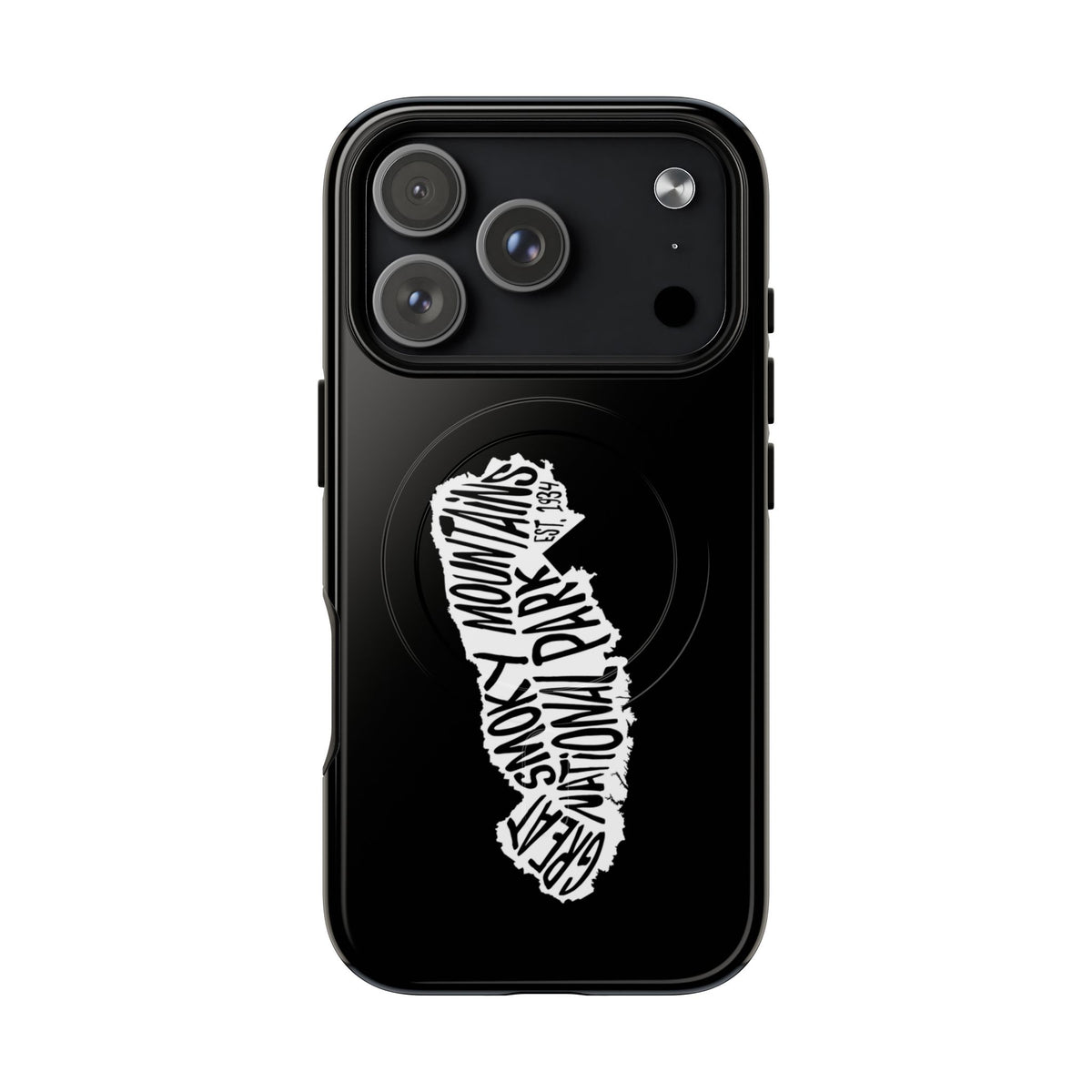 Great Smoky Mountains National Park iPhone case with MagSafe featuring map artwork.