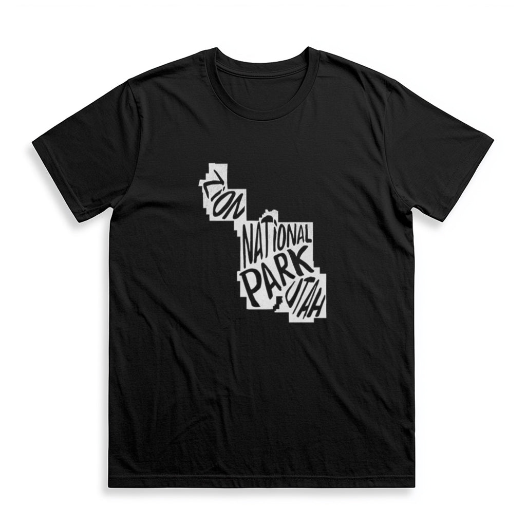 Zion National Park T-Shirt - Map in Black