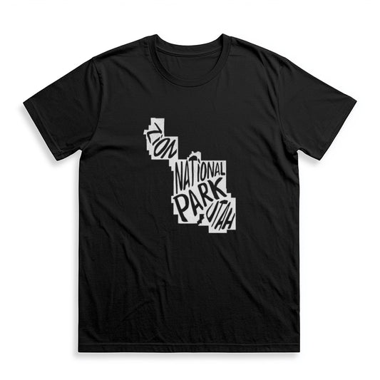 Zion National Park T-Shirt - Map in Black