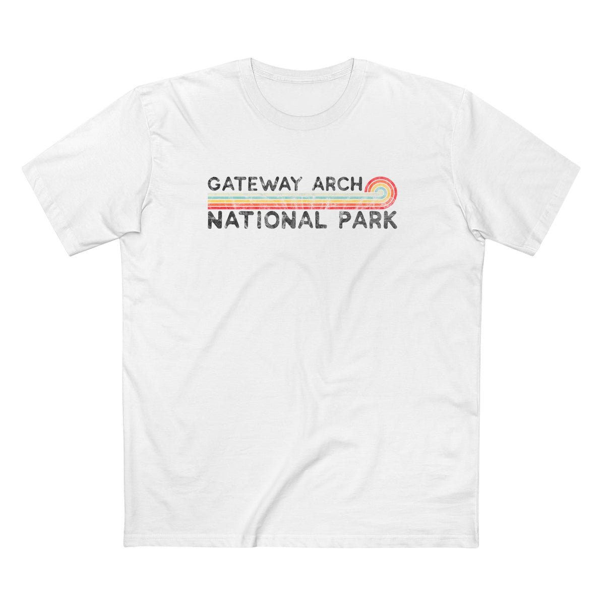 Gateway Arch National Park T-Shirt - Vintage Stretched Sunrise in White