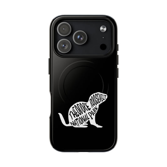 Theodore Roosevelt National Park iPhone case with MagSafe featuring prairie dog artwork.
