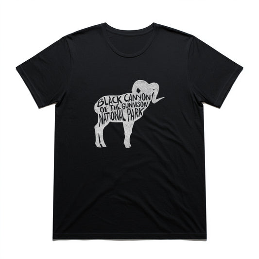 Black Canyon of the Gunnison National Park T-Shirt - Bighorn Sheep in Black