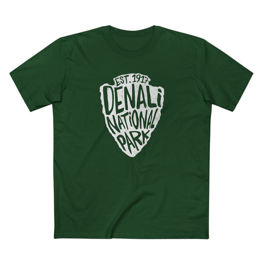 Denali National Park T-Shirt - Arrowhead Design in Forest Green