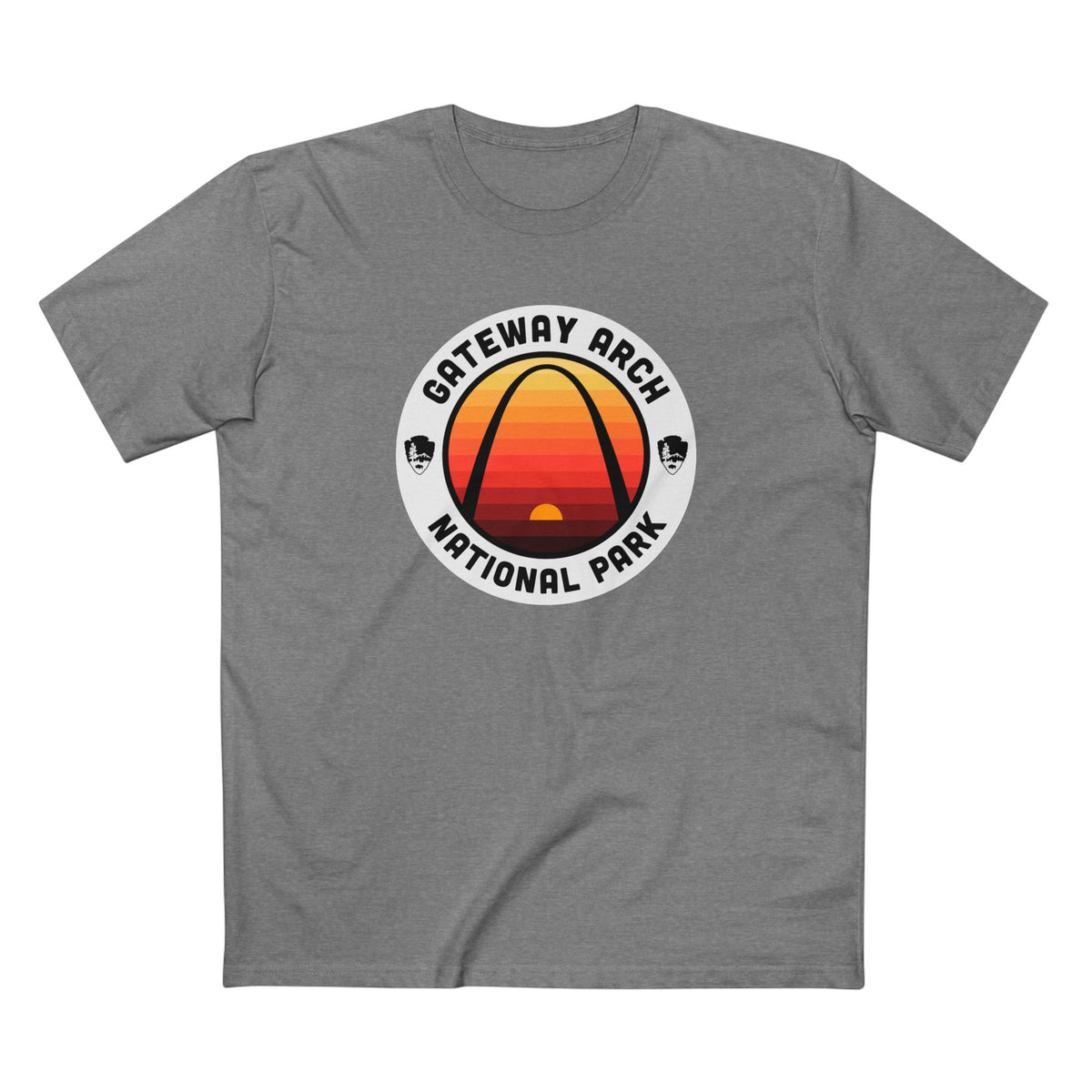 Gateway Arch National Park T-Shirt - Round Badge Design in Athletic Heather