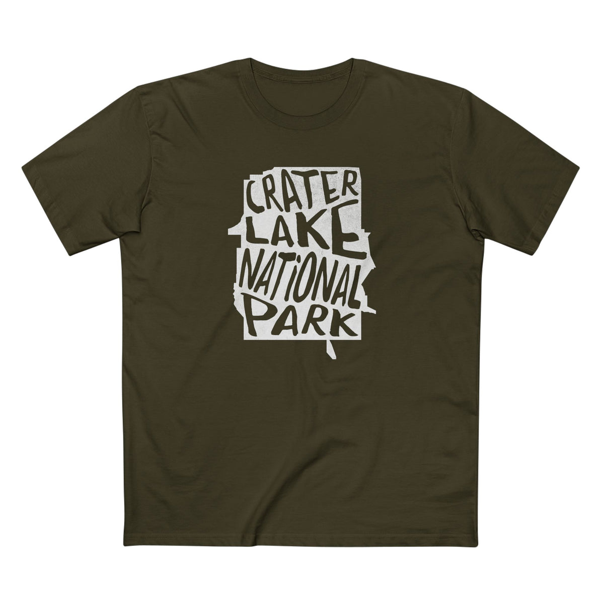 Crater Lake National Park T-Shirt - Map in Army