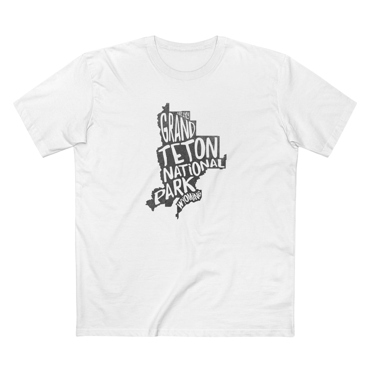 Grand Teton National Park T-Shirt - Map in White