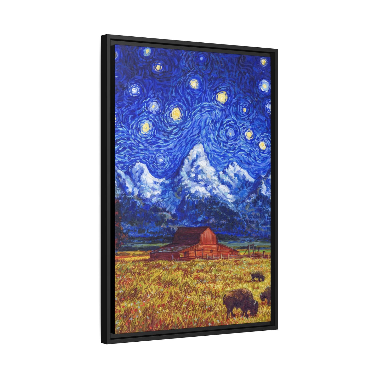 Grand Teton National Park Framed Canvas - The Starry Night