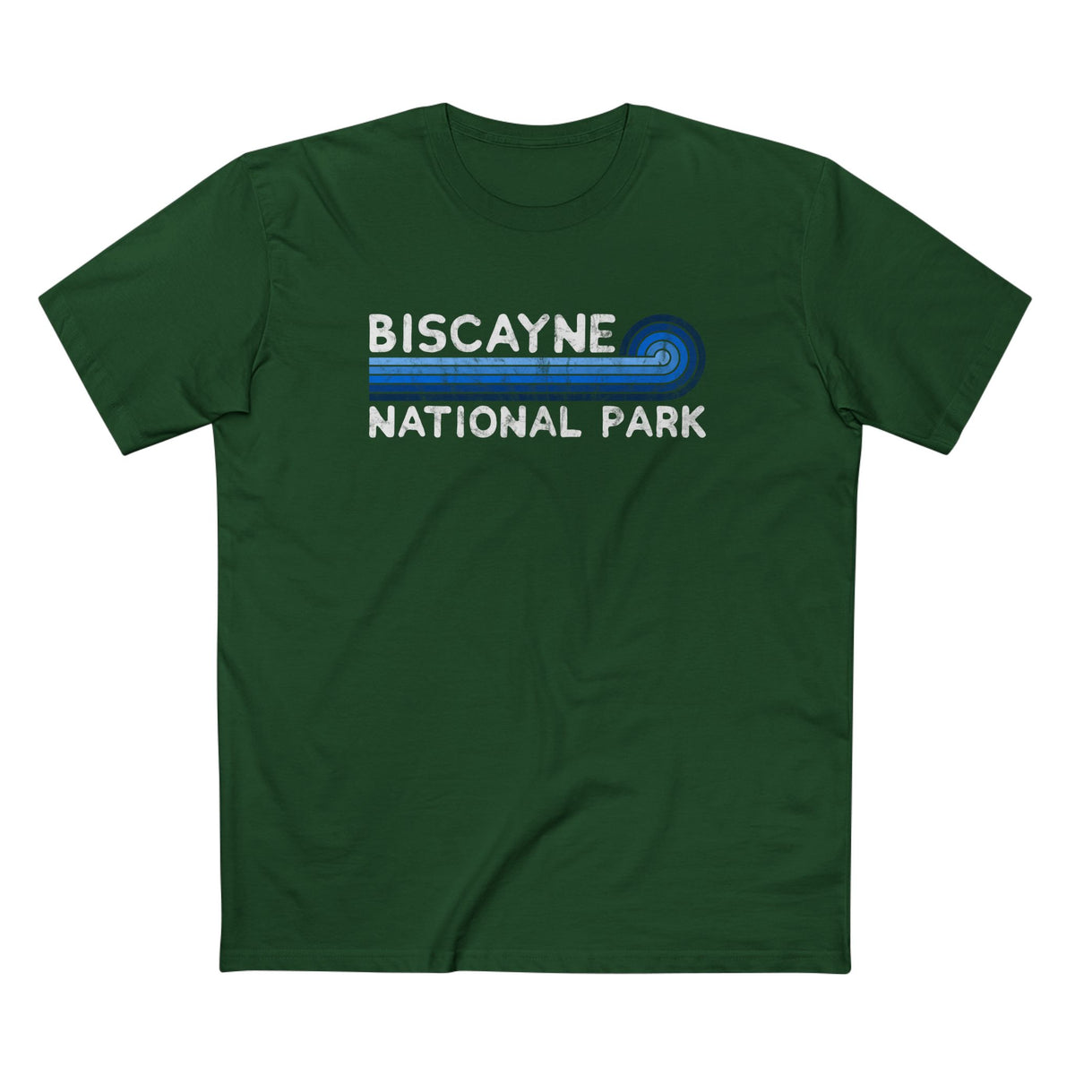 Biscayne National Park T-Shirt - Blue Vintage Stretched Sunrise in Forest Green