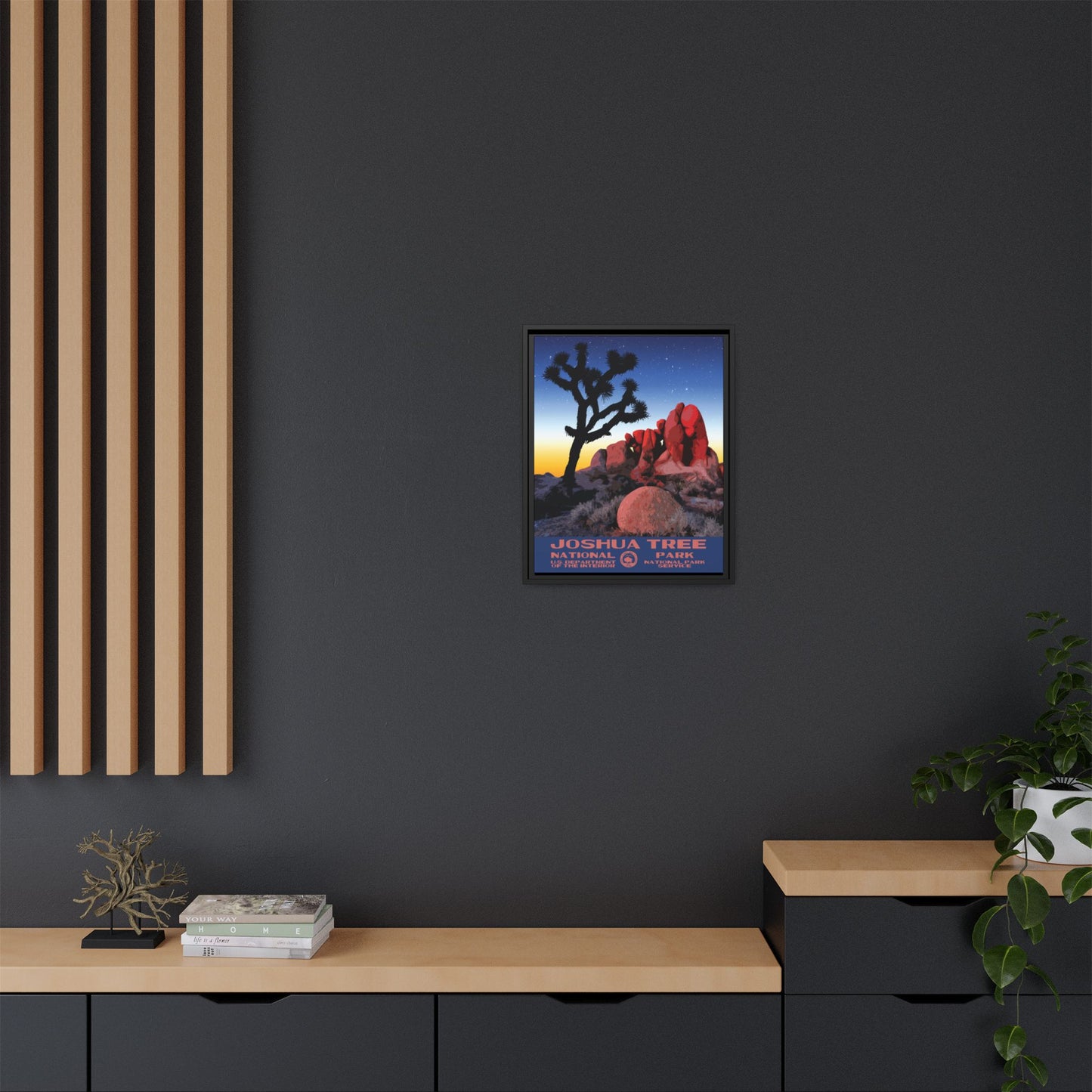 Joshua Tree National Park Framed Canvas - WPA Poster Sunset