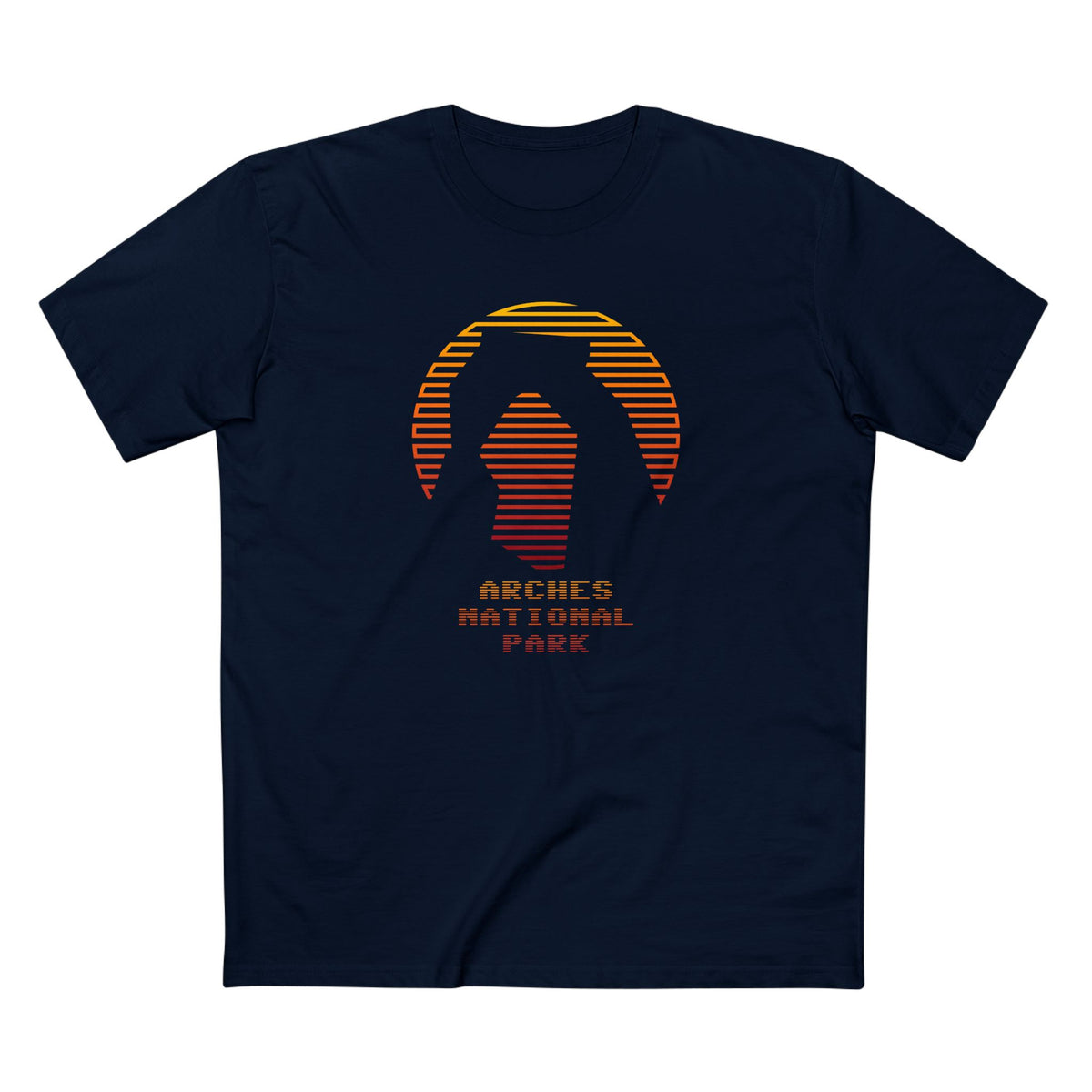 Arches National Park T-Shirt - Delicate Arch Orange Gradient in Navy