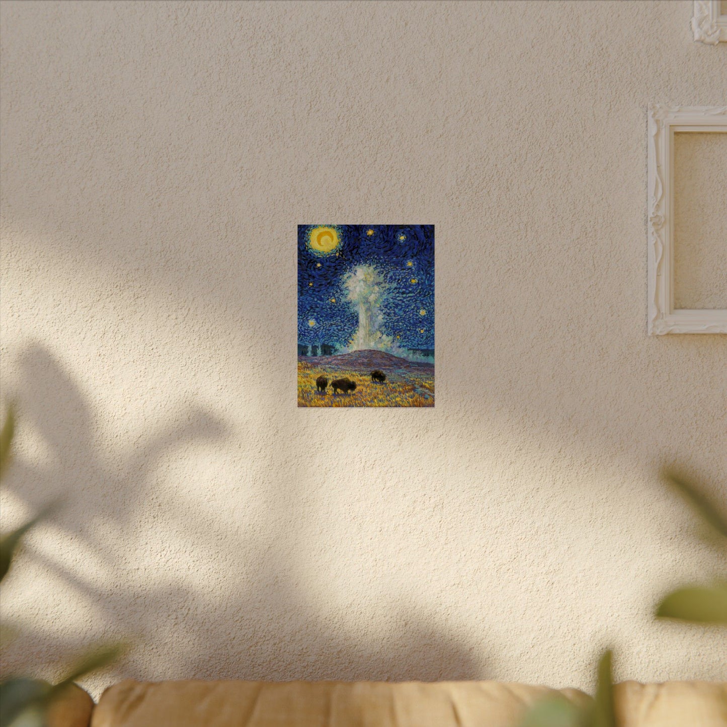 Yellowstone National Park Starry Night Poster - Premium Textured Paper