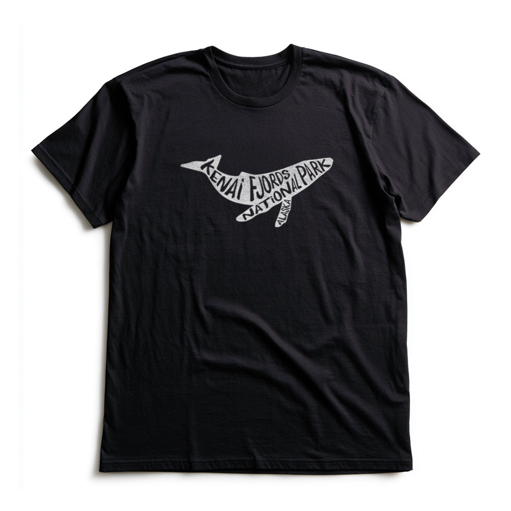 Kenia Fjords National Park T-Shirt - Humpback Whale in Black