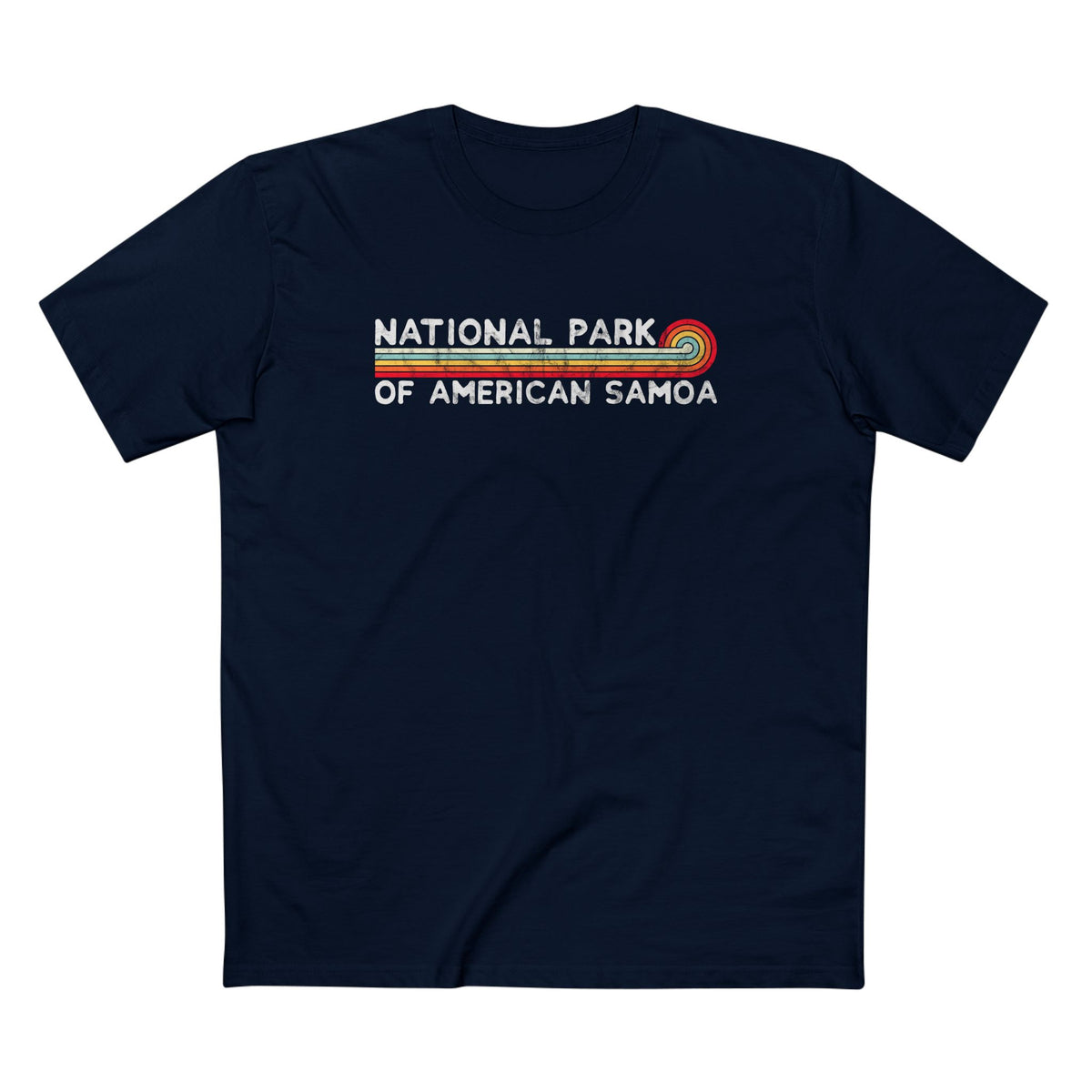 National Park of American Samoa T-Shirt - Vintage Stretched Sunrise in Navy