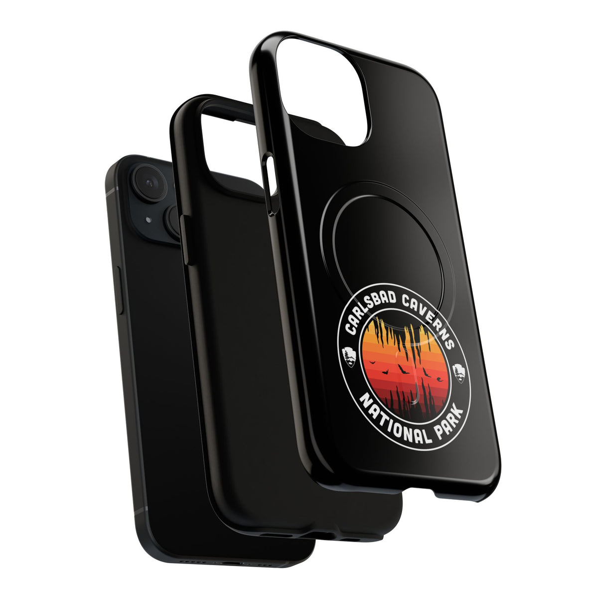 Carlsbad Caverns National Park iPhone Case with MagSafe - Orange Round Emblem Design