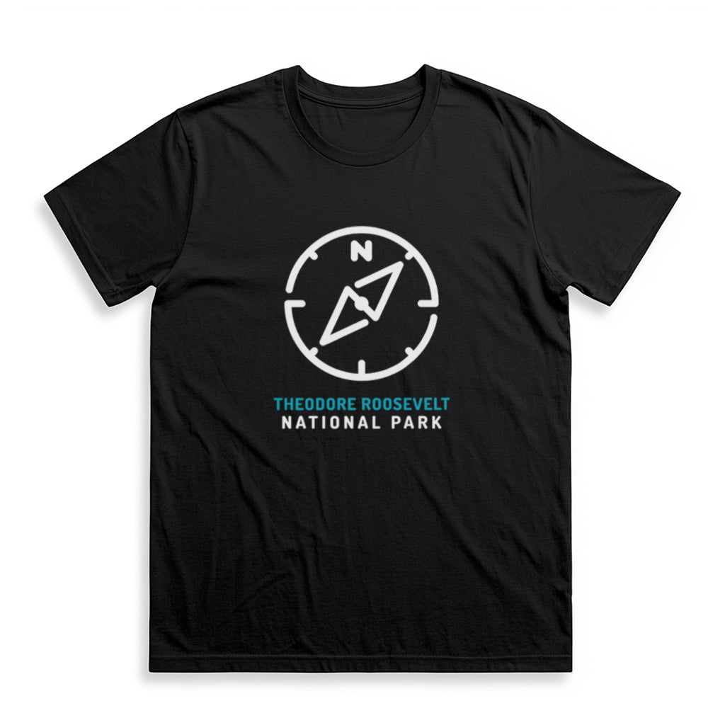 Theodore Roosevelt National Park T-Shirt Compass Design in Black