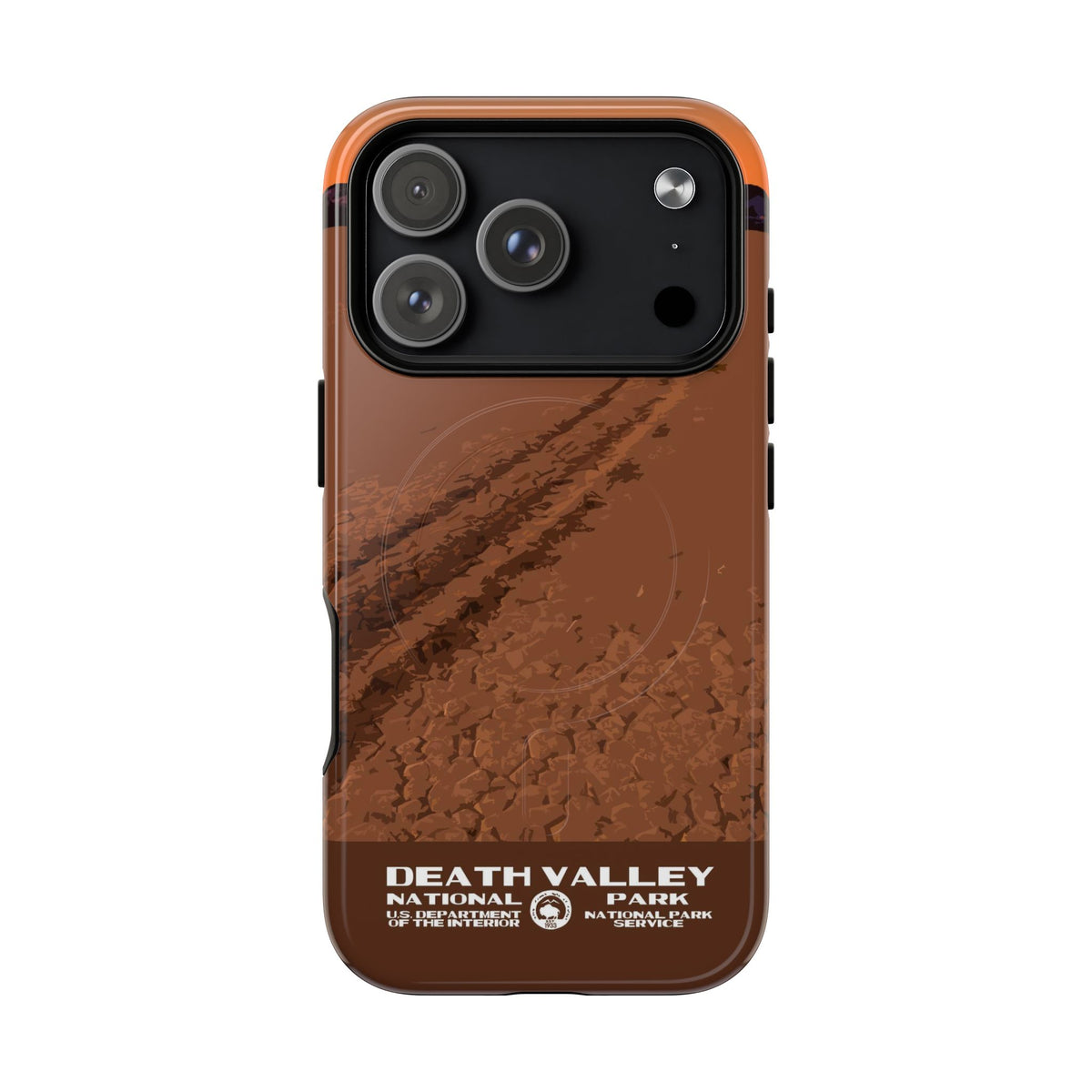 Death Valley National Park iPhone case with MagSafe featuring Racetrack Playa artwork.