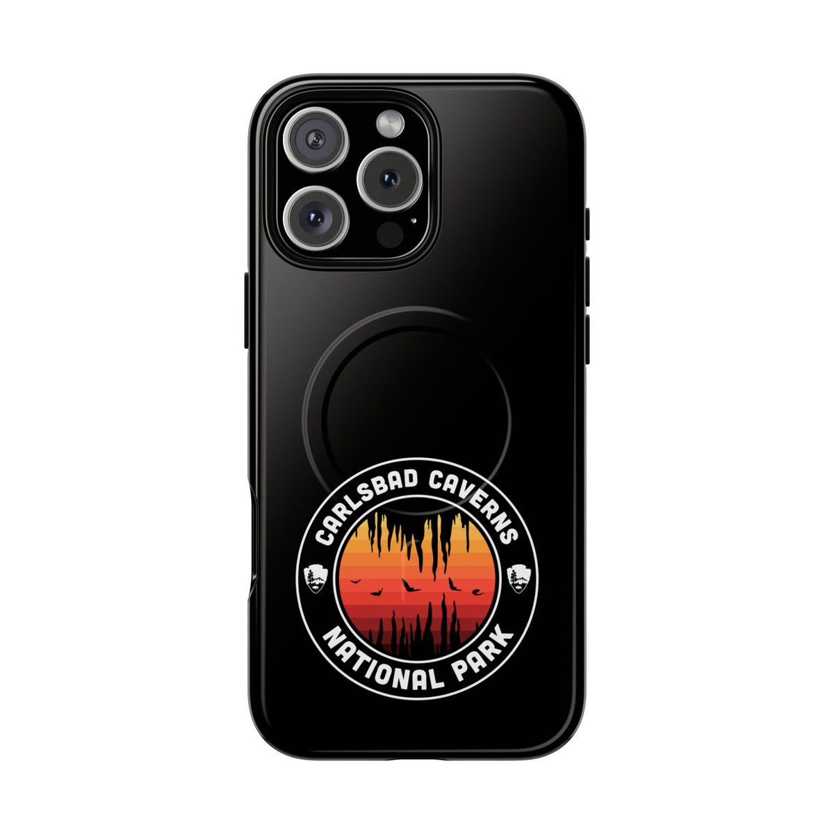 Carlsbad Caverns National Park iPhone Case with MagSafe - Orange Round Emblem Design