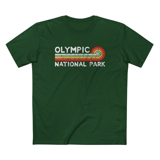 Olympic National Park T-Shirt - Vintage Stretched Sunrise in Forest Green