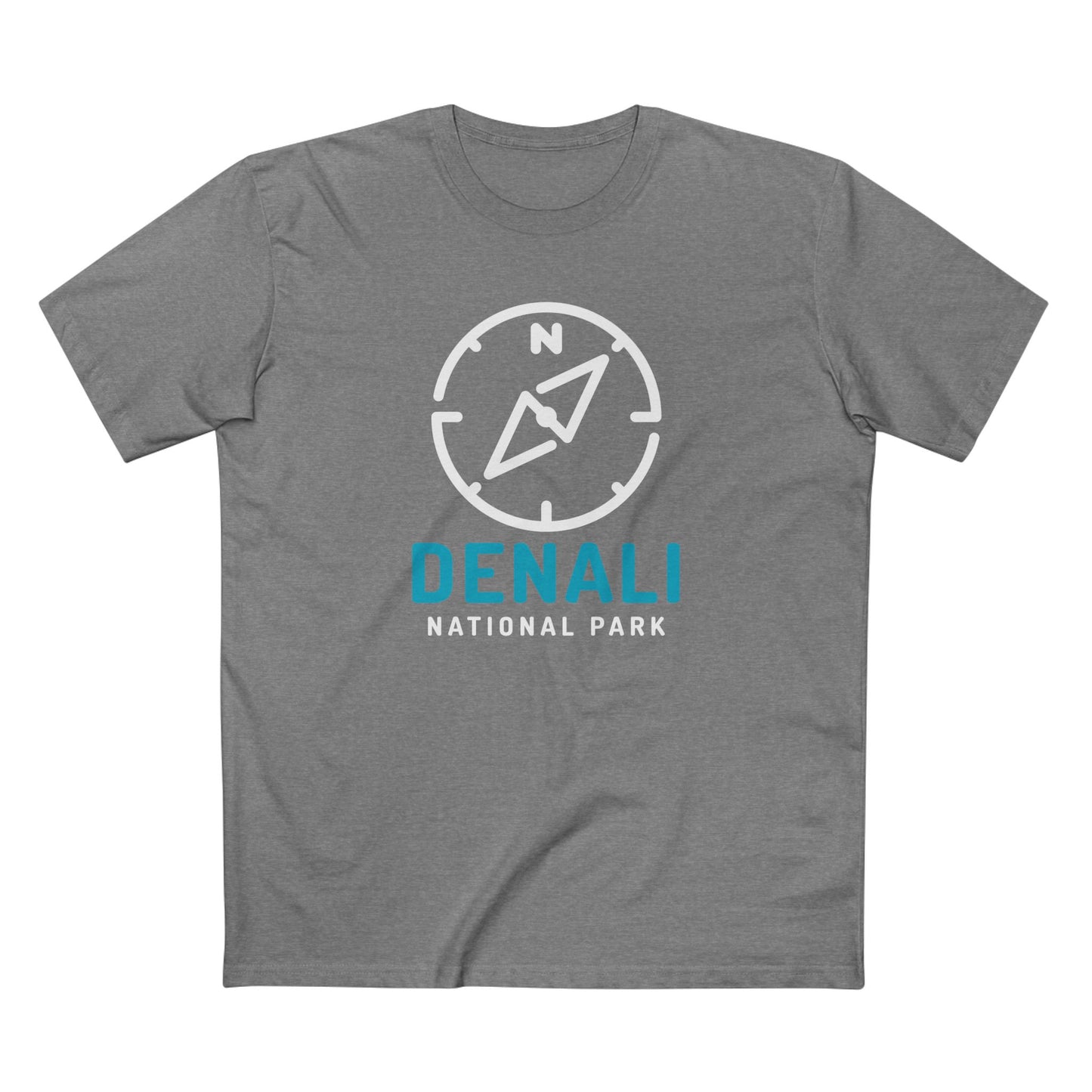 Denali National Park T-Shirt Compass Design in Athletic Heather