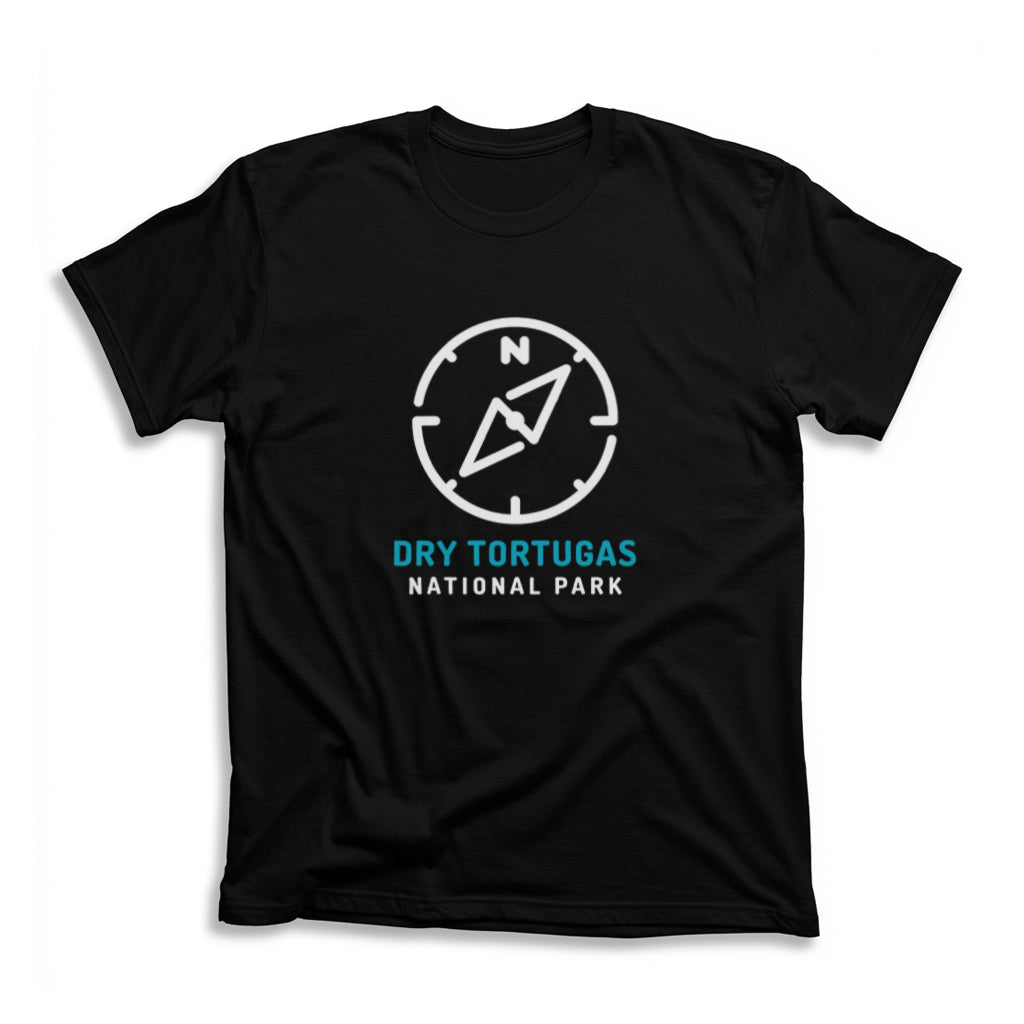 Dry Tortugas National Park T-Shirt Compass Design in Black