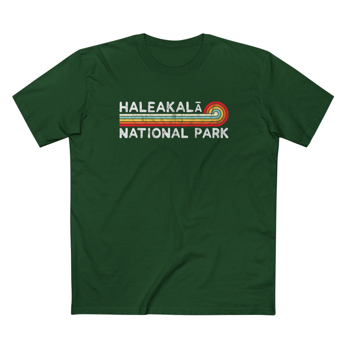 Haleakala National Park T-Shirt - Vintage Stretched Sunrise in Forest Green