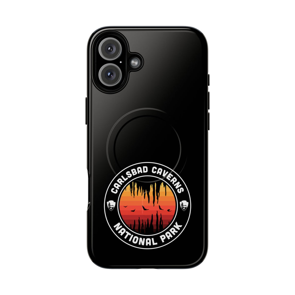 Carlsbad Caverns National Park iPhone Case with MagSafe - Orange Round Emblem Design