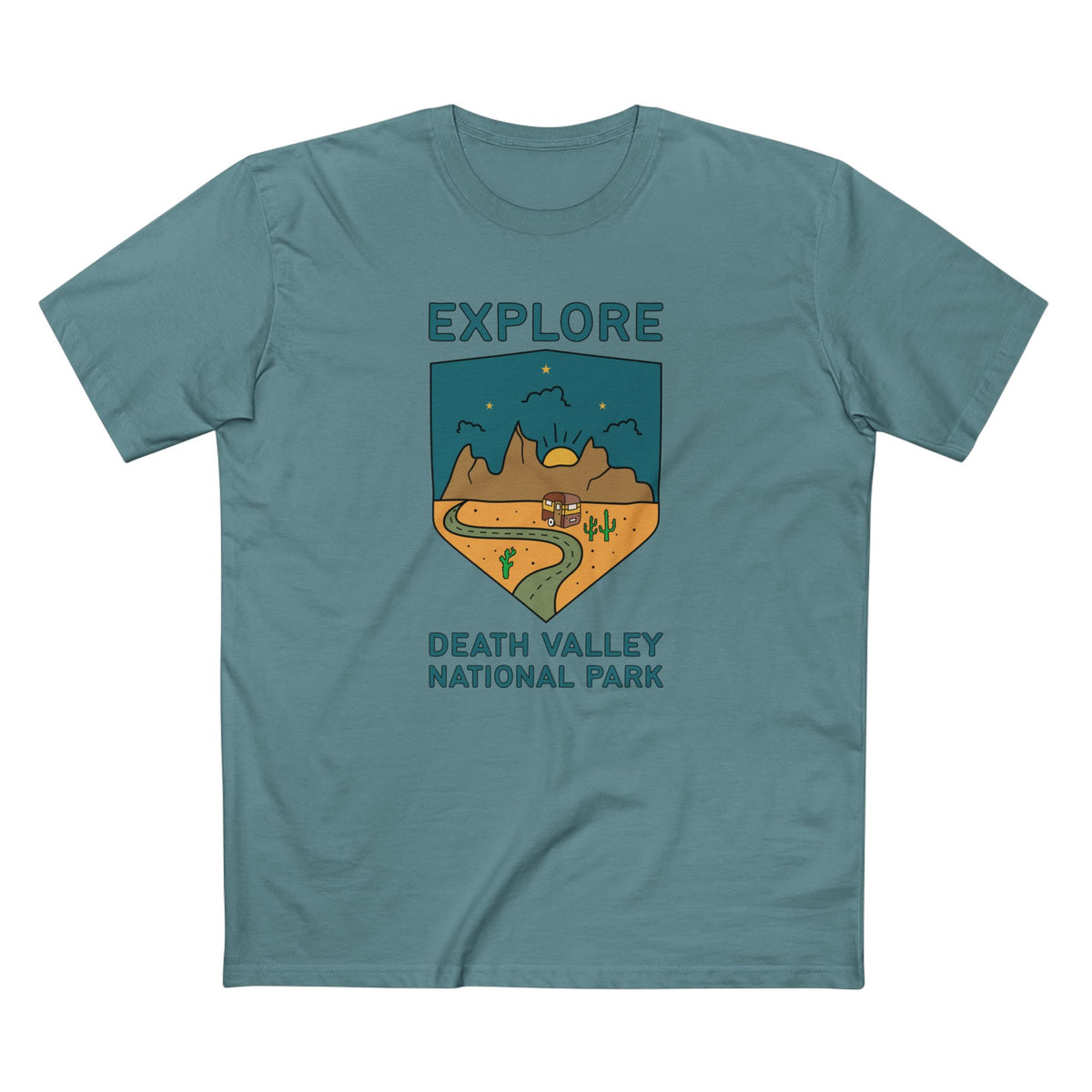 Death Valley National Park T-Shirt - Camper in Slate Blue