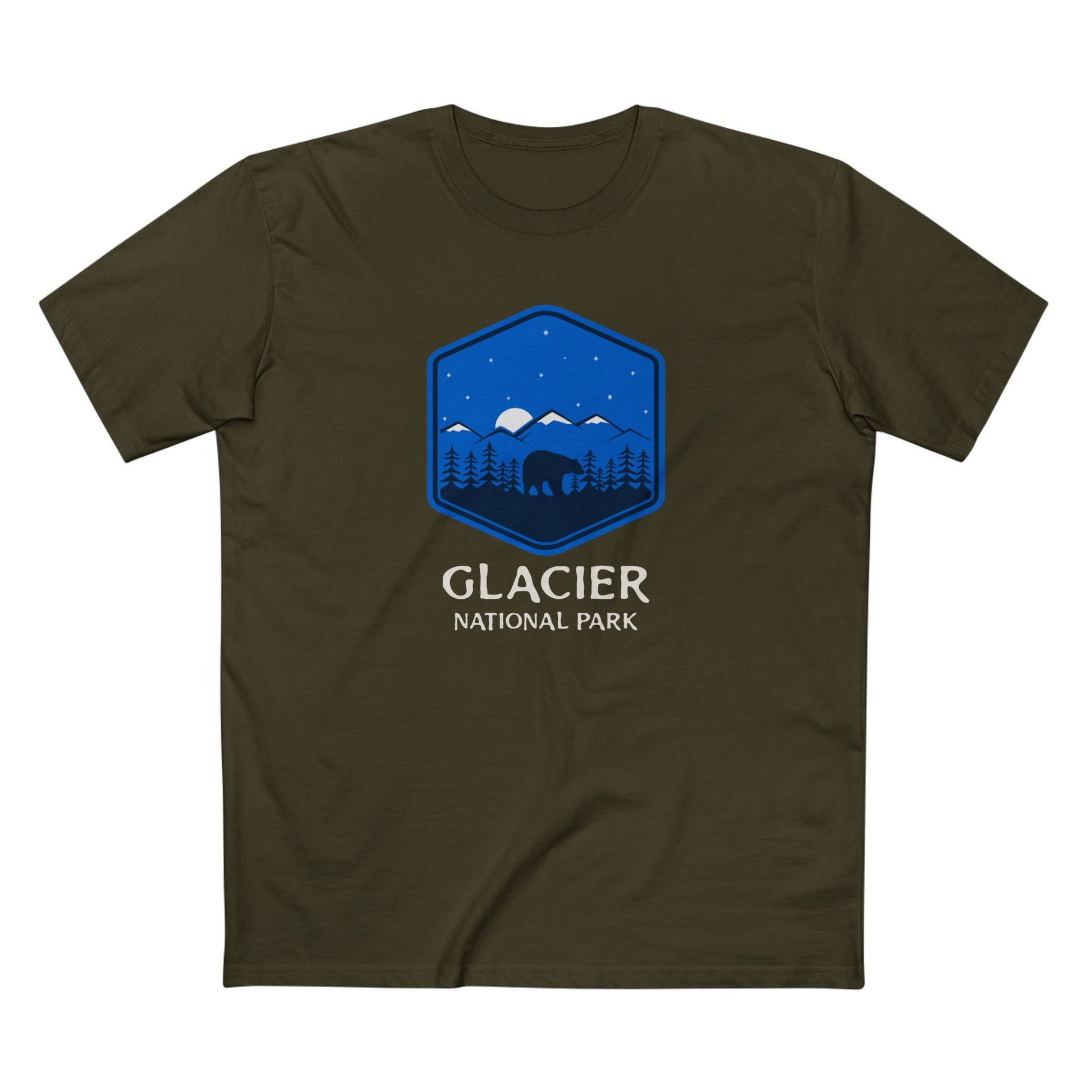 Glacier National Park T-Shirt - Bear Graphic in Army