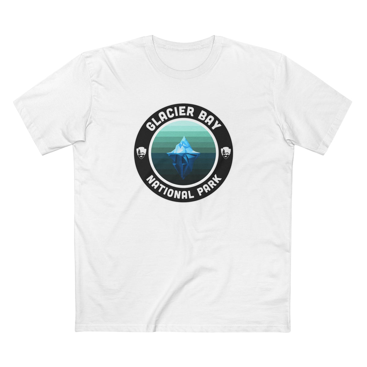 Glacier Bay National Park T-Shirt - Round Badge Design in White