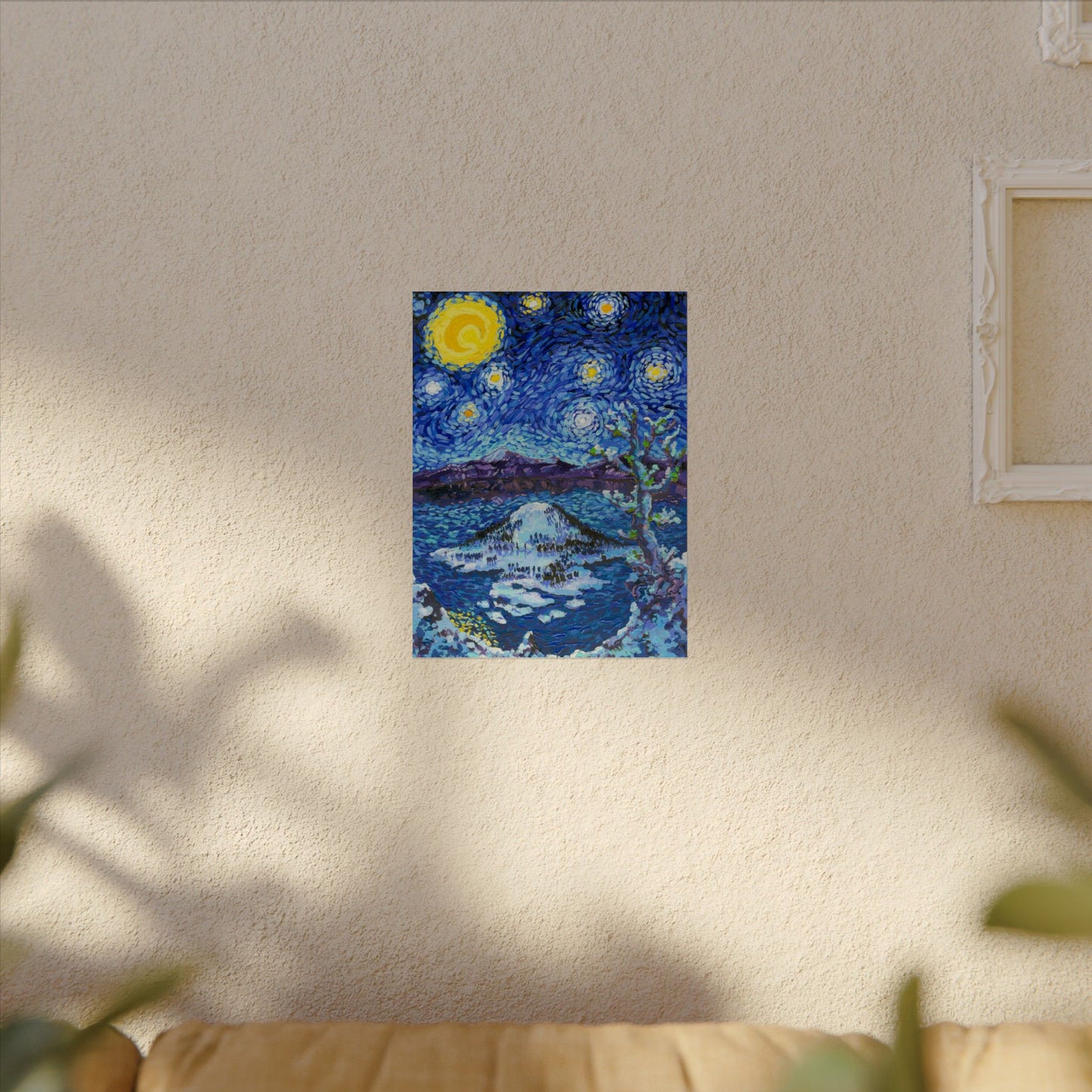 Crater Lake National Park Starry Night Poster - Premium Textured Paper