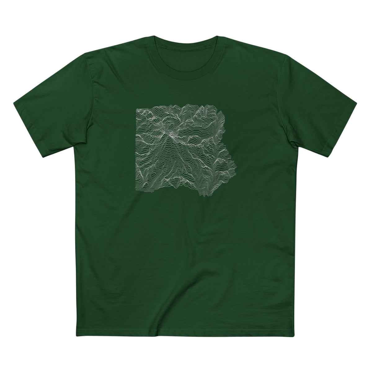Mount Rainier National Park T-Shirt - Topographical Lines in Forest Green