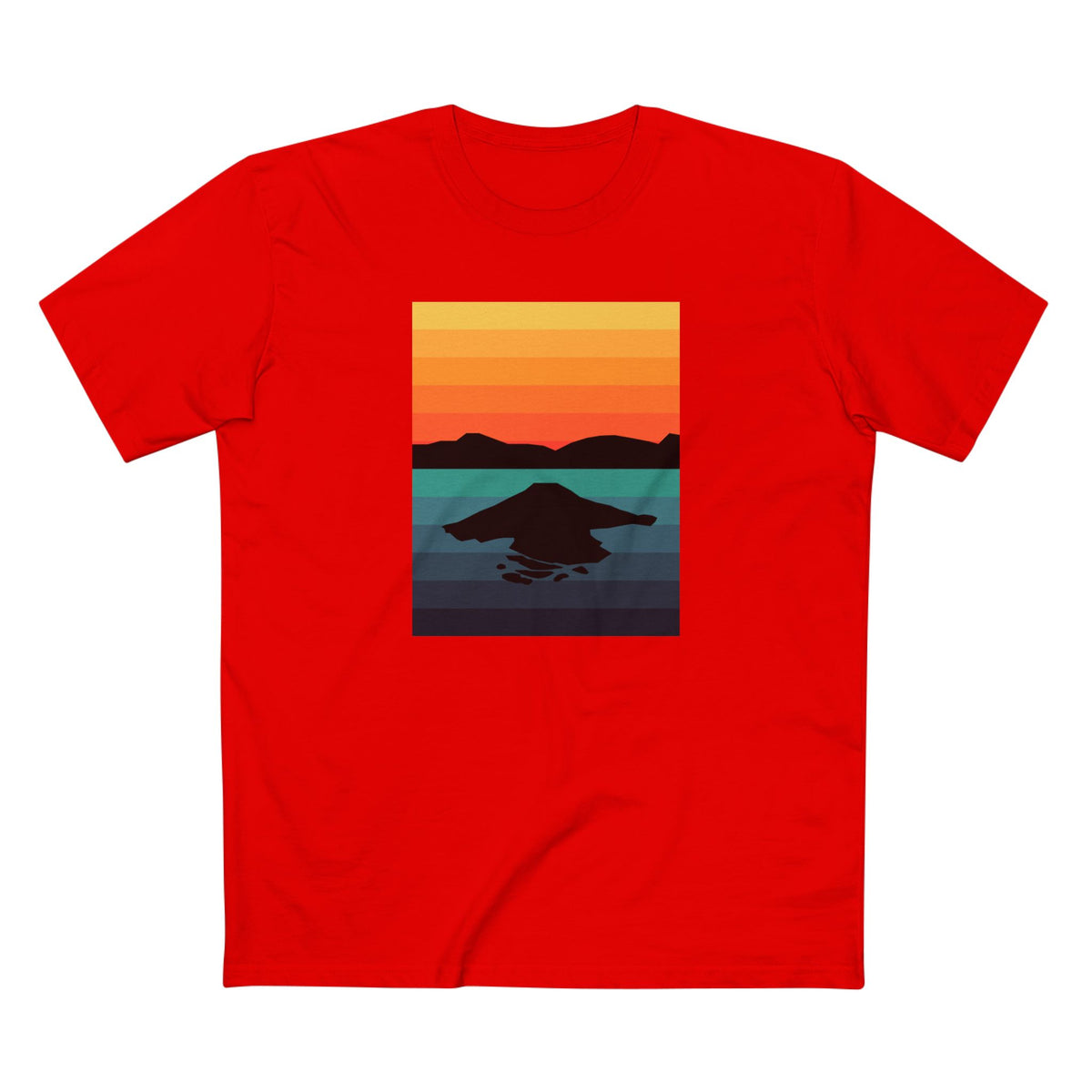 Crater Lake National Park T-Shirt - Gradient Poster Design in Red