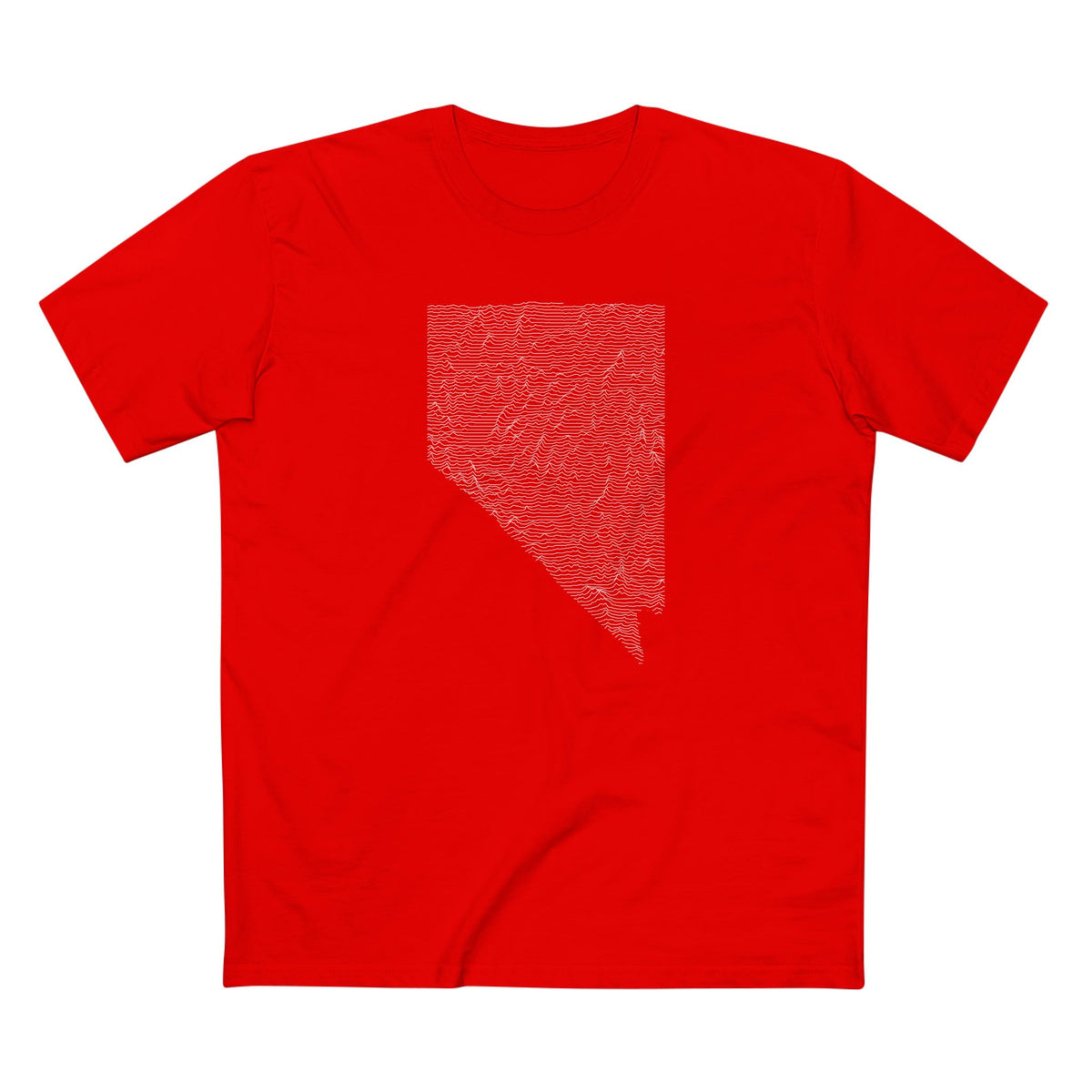 Nevada T-Shirt - Topographical Lines Unknown Pleasures in Red