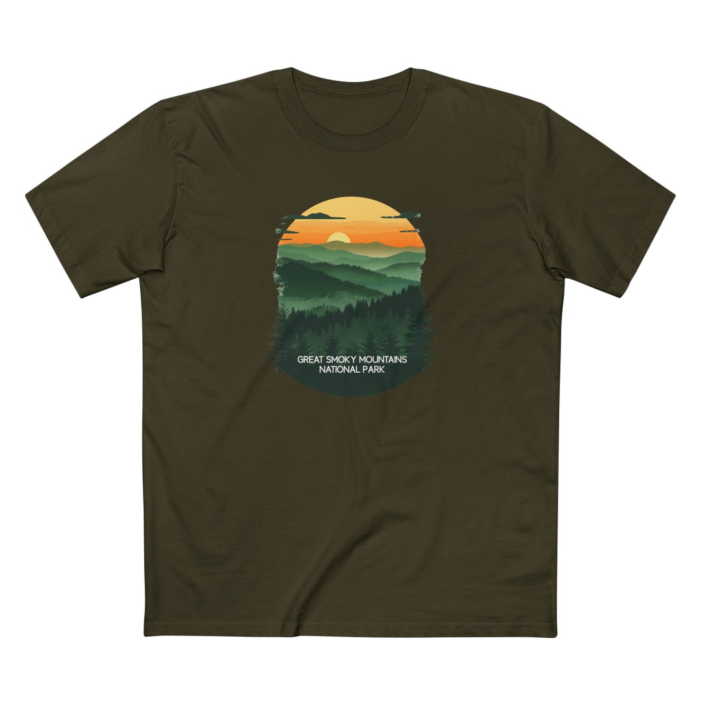 Great Smoky Mountains National Park T-Shirt - Vintage Design in Army