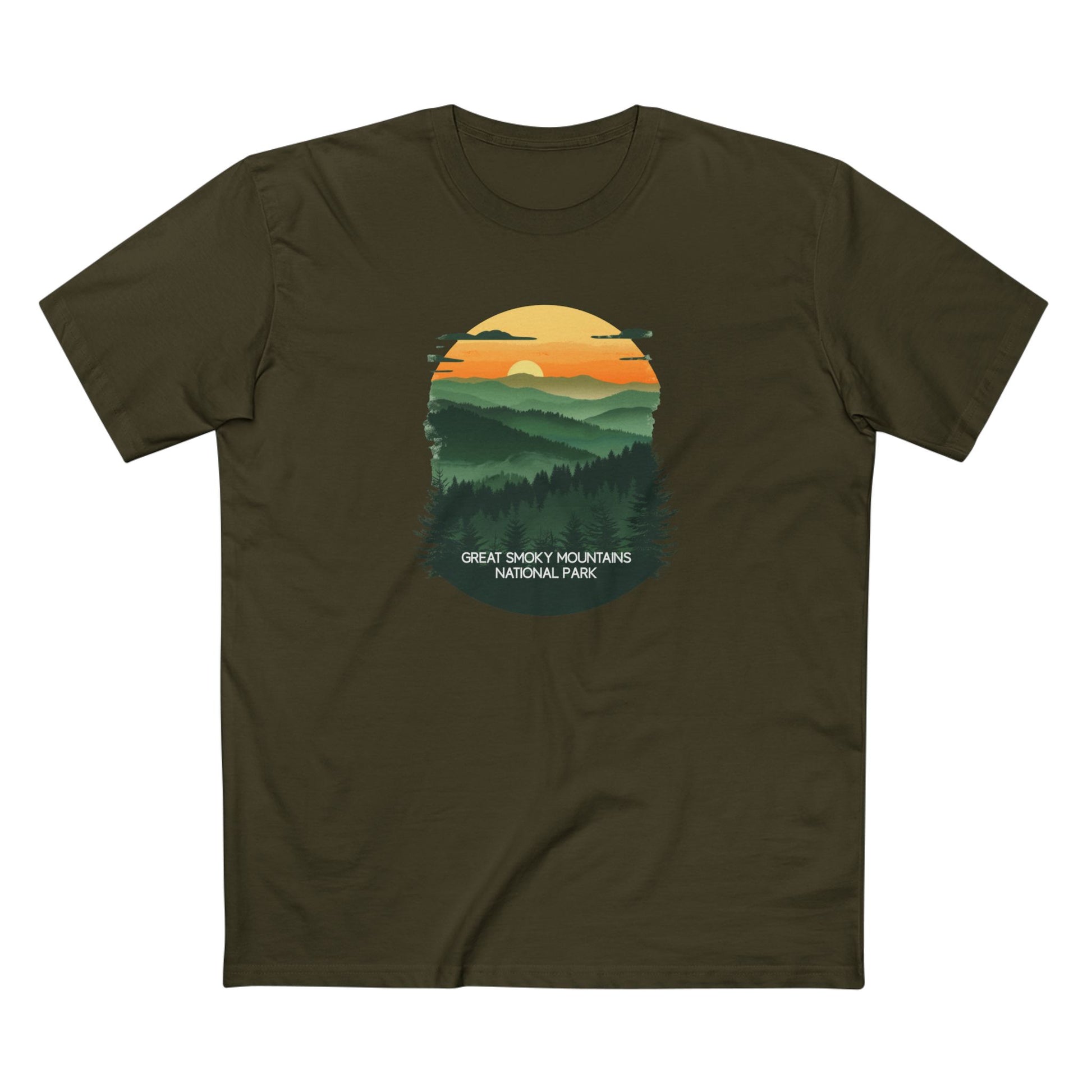 Great Smoky Mountains National Park T-Shirt - Vintage Design in Army