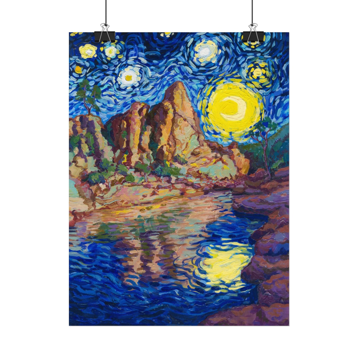 Pinnacles National Park Park Starry Night Poster - Premium Textured Paper