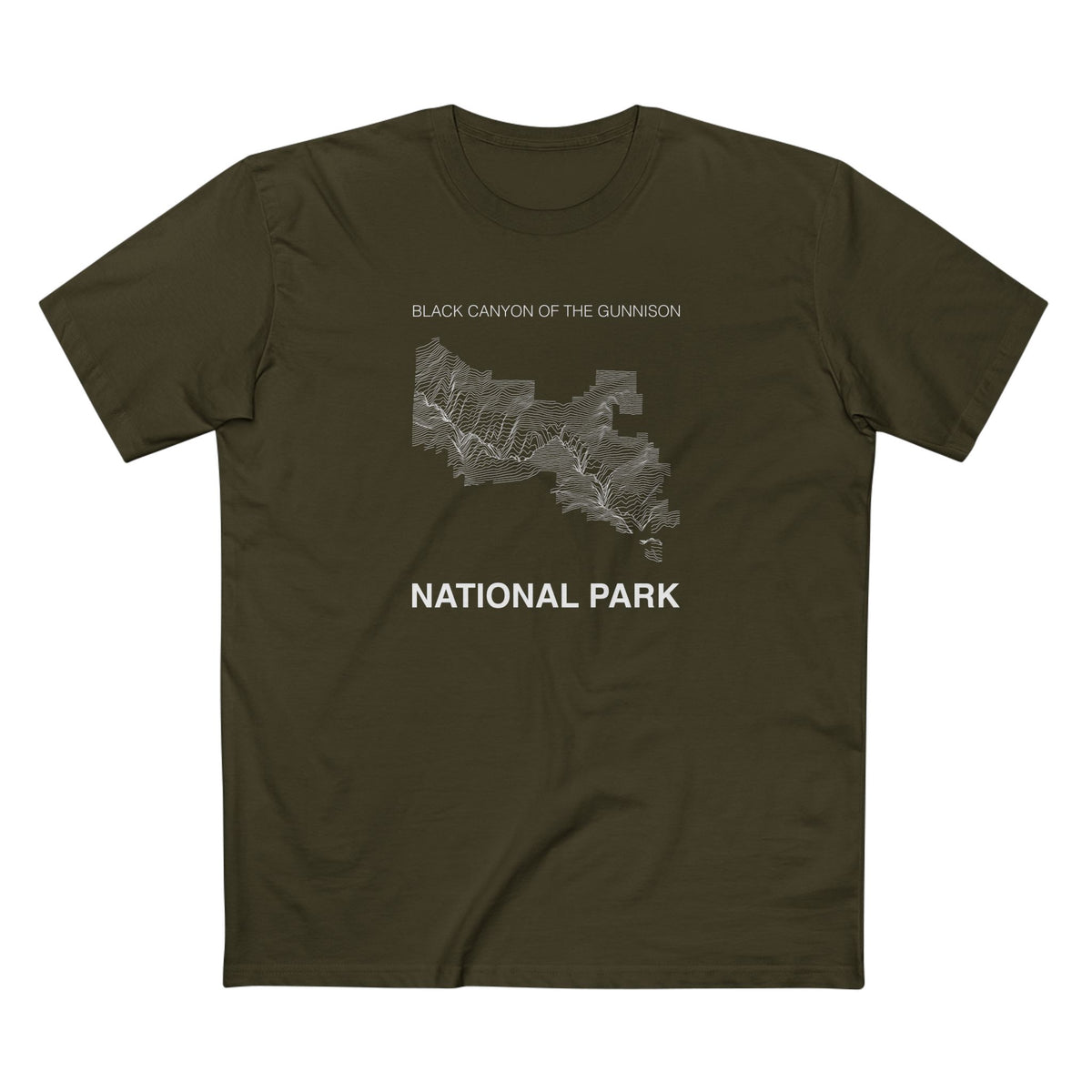Black Canyon of the Gunnison National Park T-Shirt - Topographical Lines in Army