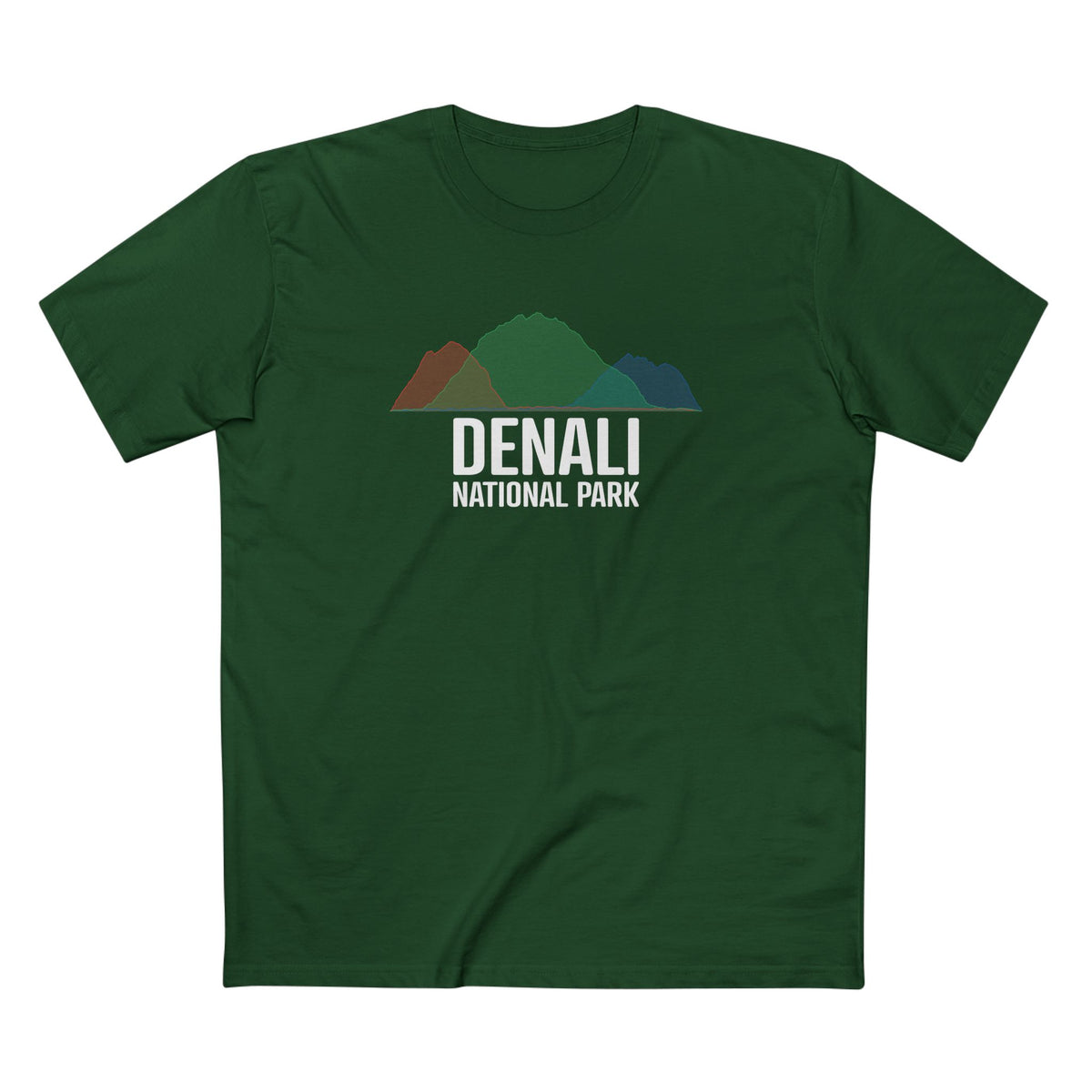 Denali National Park T-Shirt - Histogram Design in Forest Green