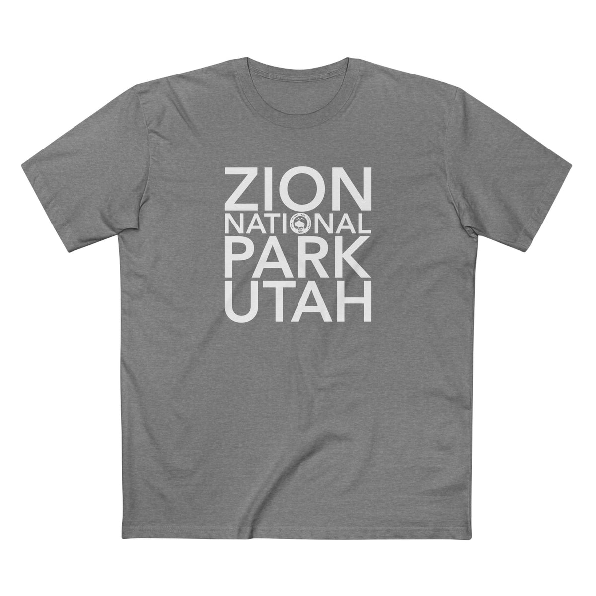 Zion National Park T-Shirt Block Text in Athletic Heather