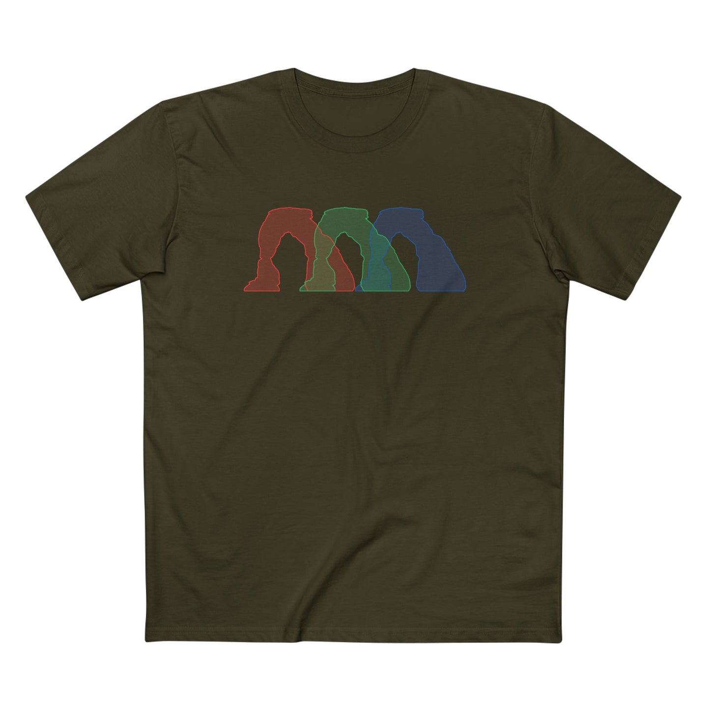 Arches National Park T-Shirt - Histogram Design Delicate Arch in Army