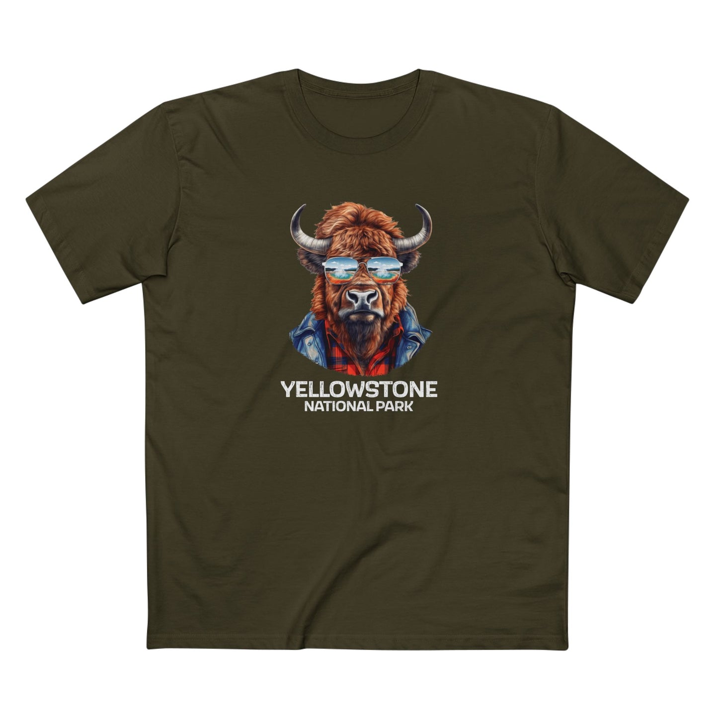 Yellowstone National Park T-Shirt - Bison in Army