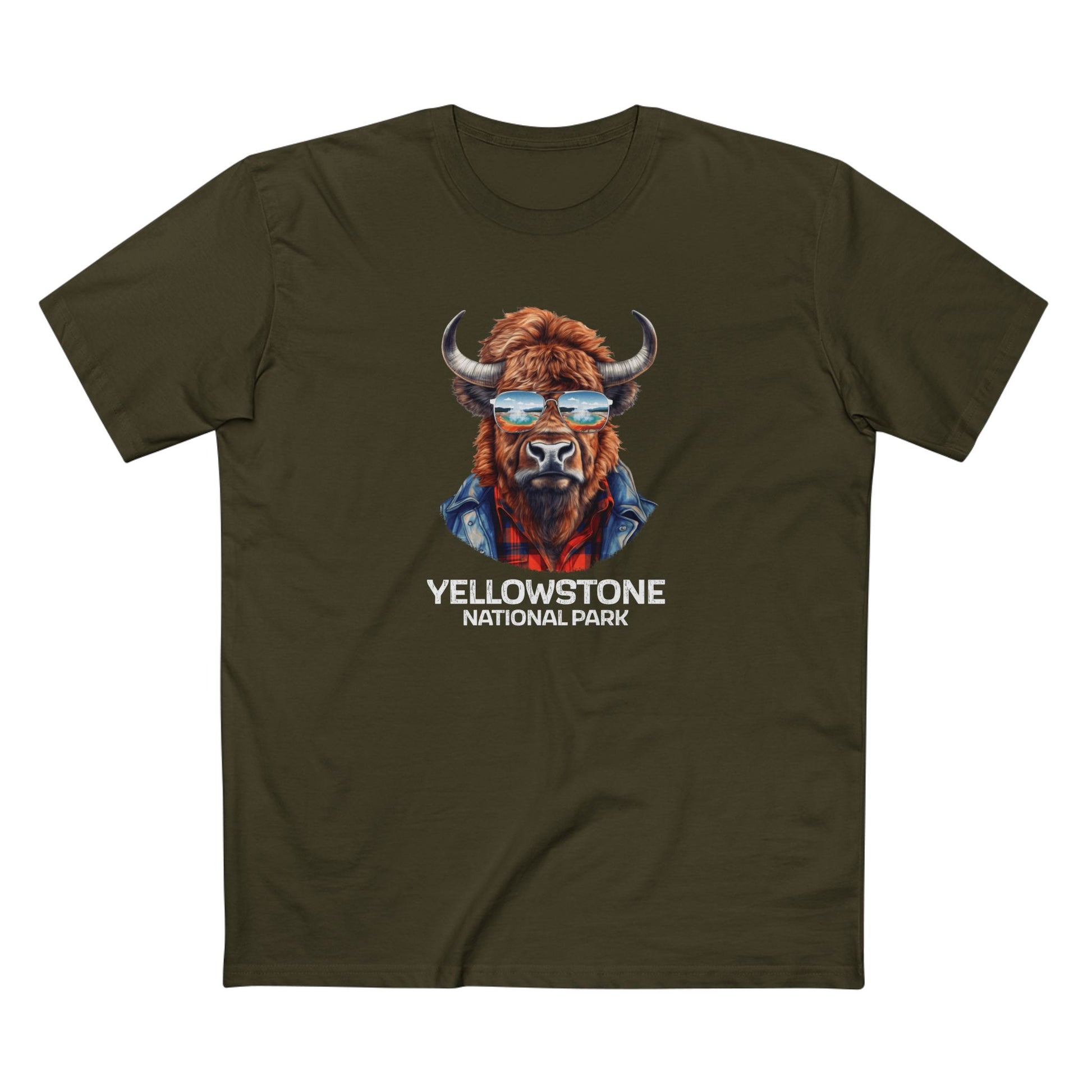 Yellowstone National Park T-Shirt - Bison in Army