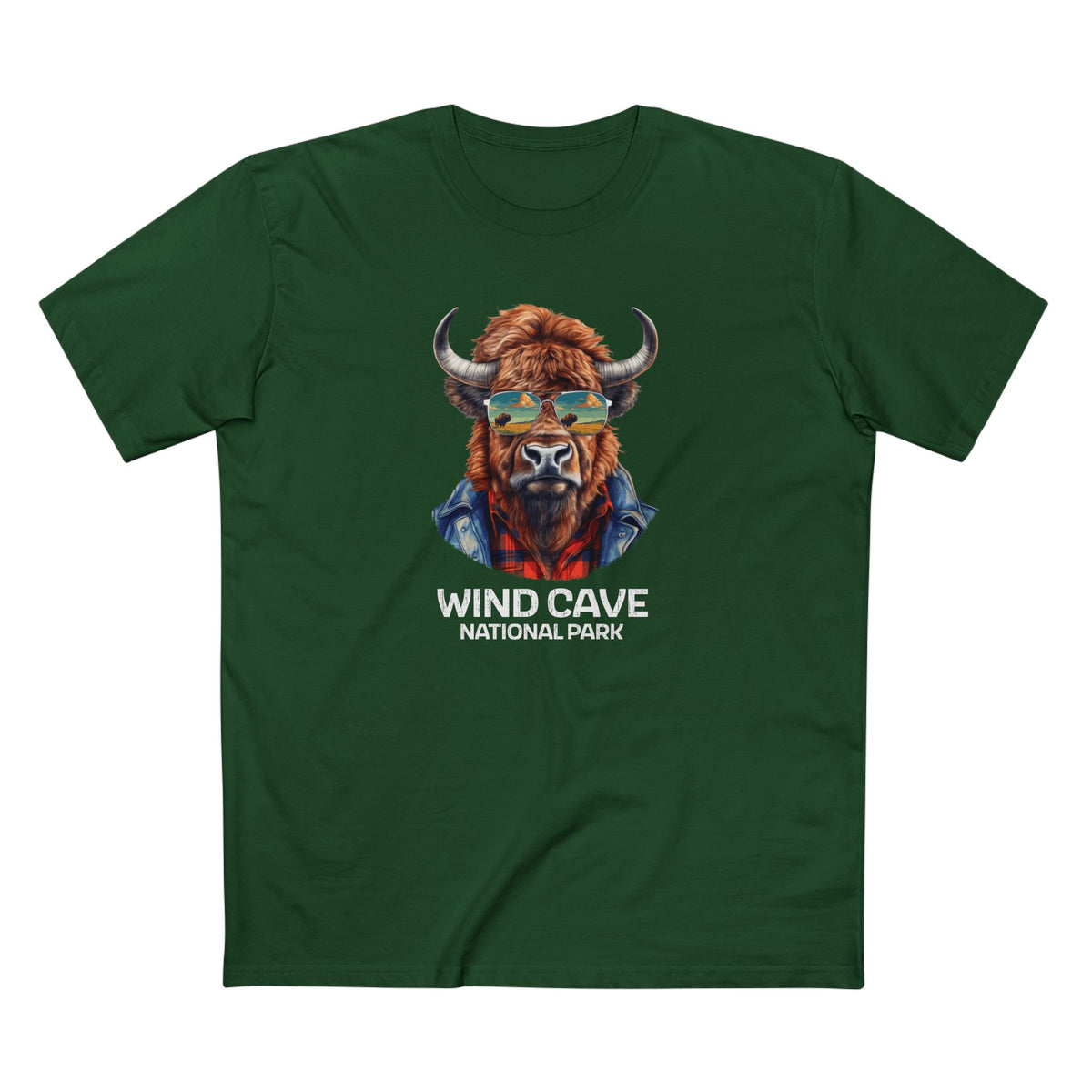 Wind Cave National Park T-Shirt - Bison in Forest Green