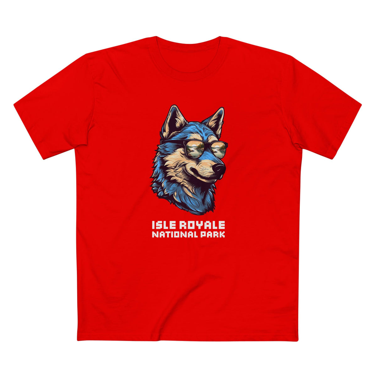 Isle Royale National Park T-Shirt - Smooth Wolf in Red