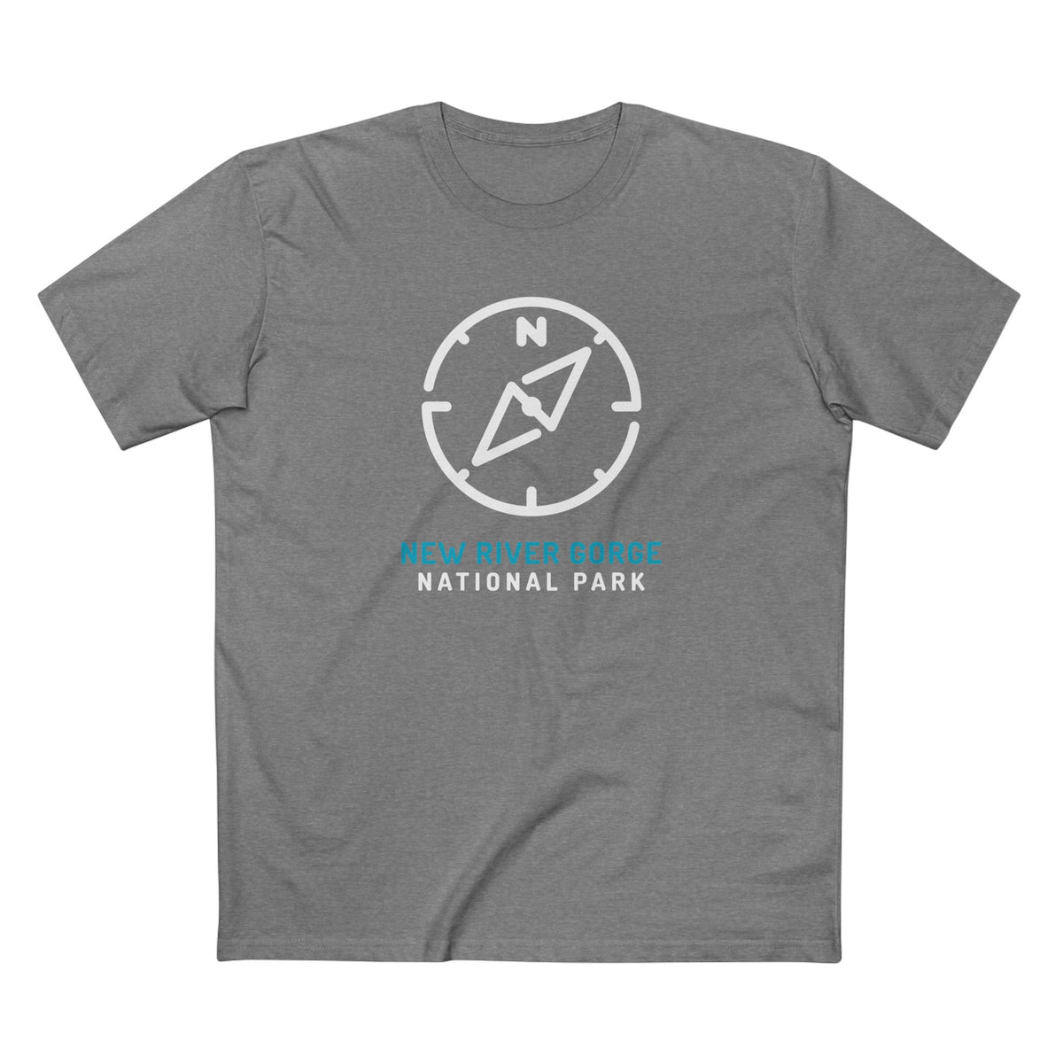 New River Gorge National Park T-Shirt Compass Design in Athletic Heather